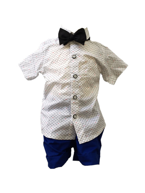 Keys Top and Shorts Set with Adjustable Bowtie