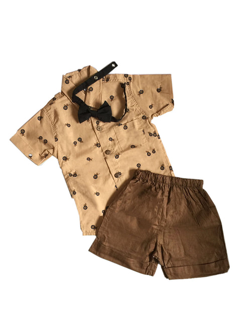 Lion Top and Shorts Set with Adjustable Bowtie