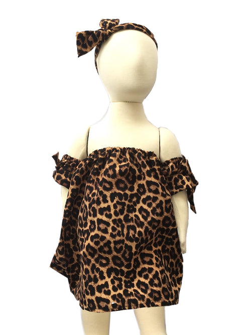 Leopard Off Shoulder Top with Headband