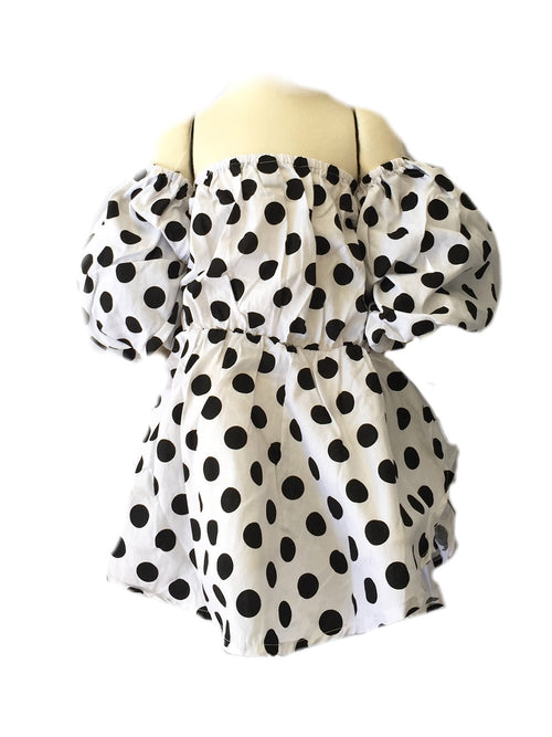 Big Polkadots Off Shoulder Dress with Headband