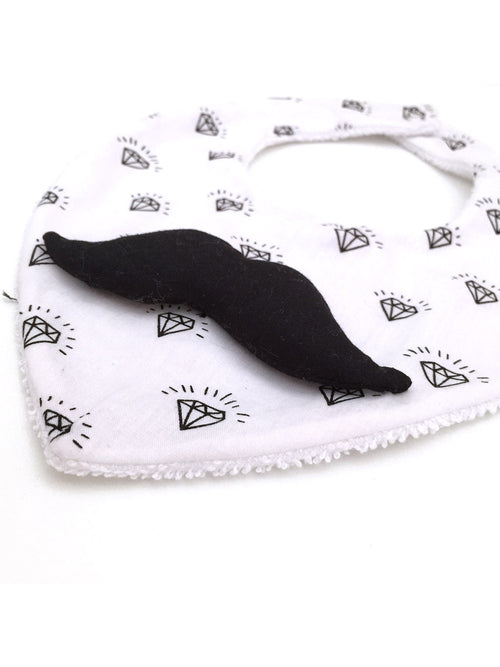 Diamond Moustache Bib close up