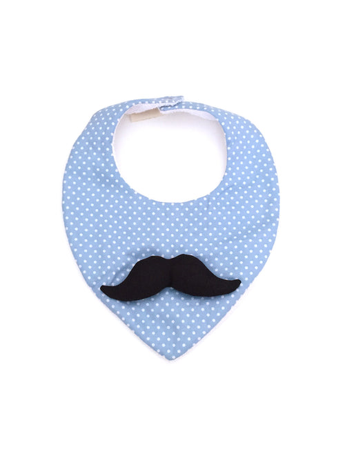 Blue Dots Moustache Bib