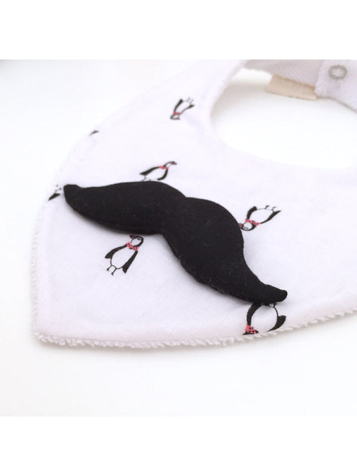 Penguin Moustache Bib close up