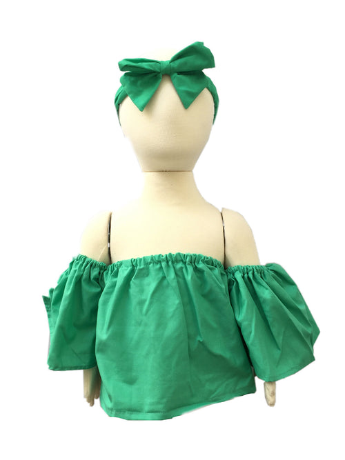 Clarise Off Shoulder Top with Headband (Green)