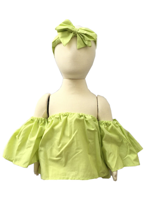 Clarise Off Shoulder Top with Headband (Lime)