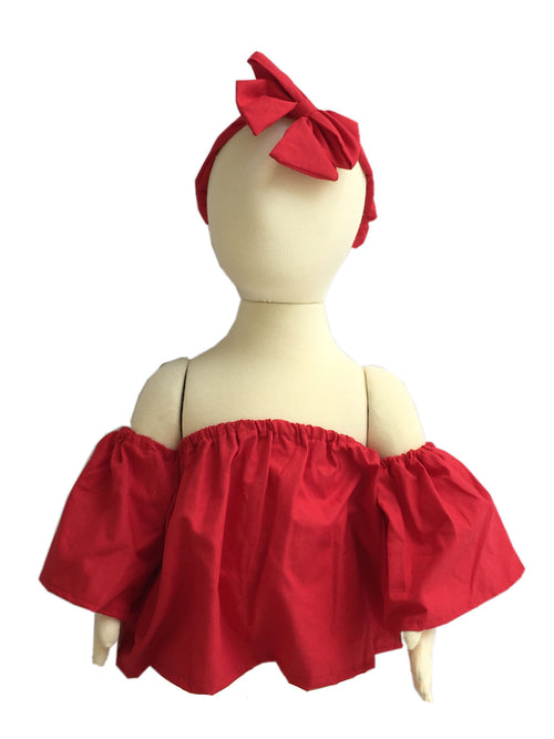 Clarise Off Shoulder Top with Headband (Red)