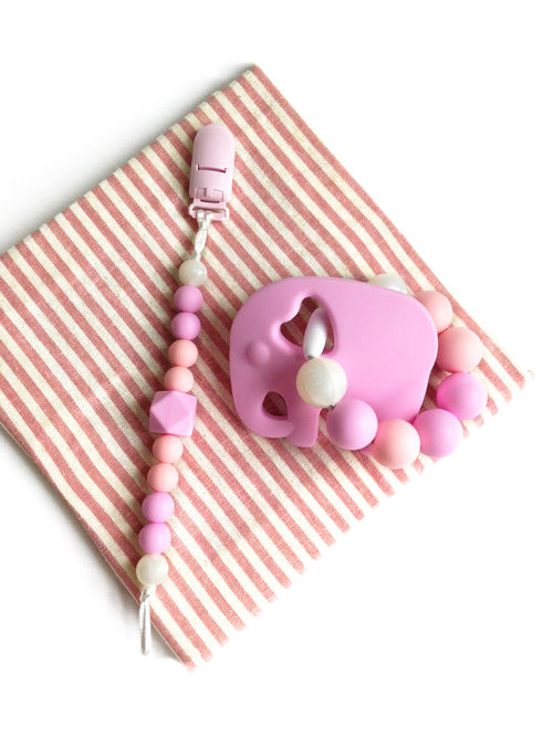 Pink Elephant Teether Set by Cuddles and Chews
