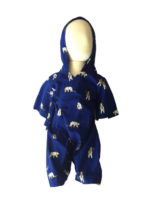 Hoody Bear Kimono in Blue