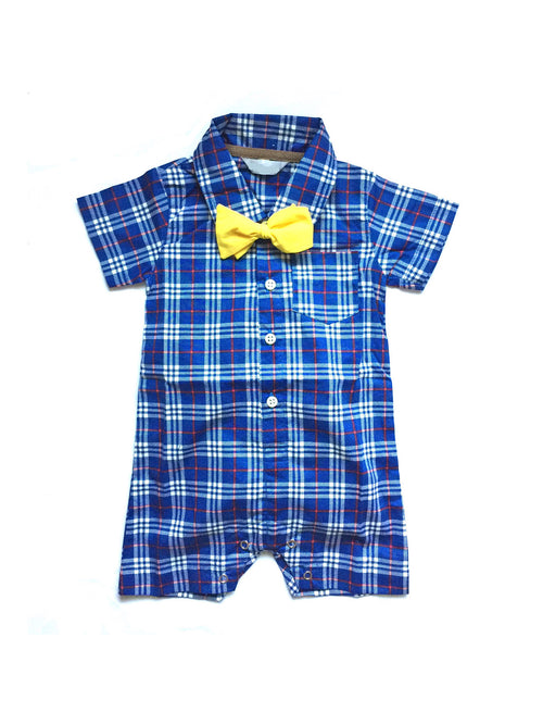 Blue Checks Boys Romper