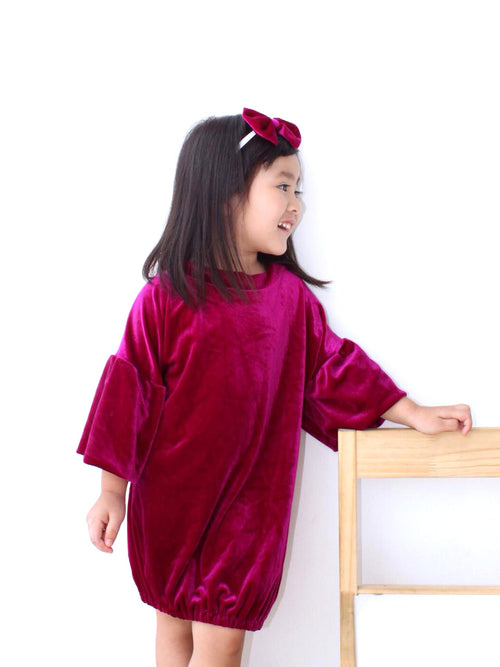 Plush Velvet Dress in Burgundy