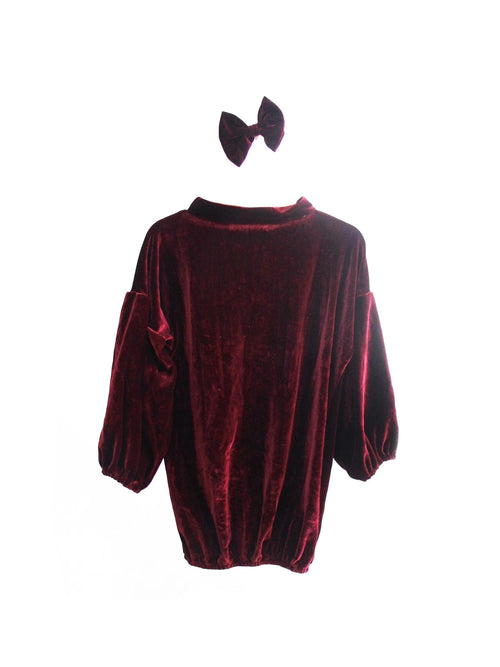 Plush Velvet Dress in Burgundy