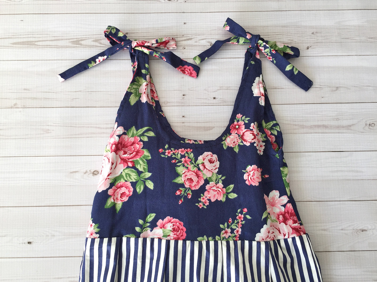 Midnight Blue Floral Jumpsuit close up