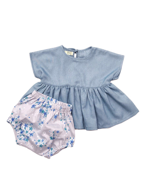 Baby Blue Top and Bloomer Set