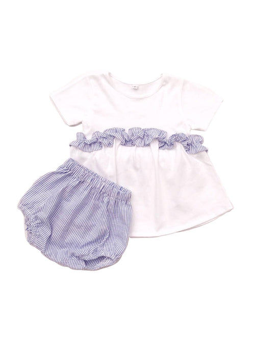 Blue Ruffle Top + Bloomer Set