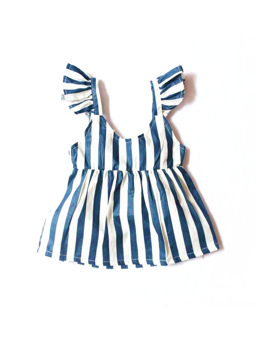 Blue Stripes Flare Top