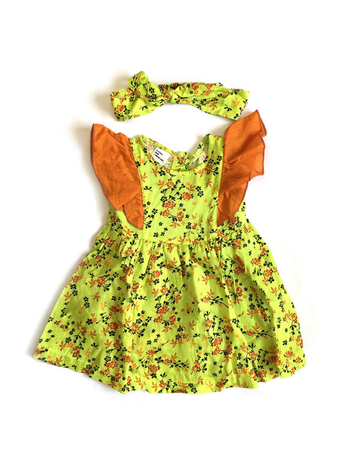 Green Sienna Frilled Sleeve Dress with Headband