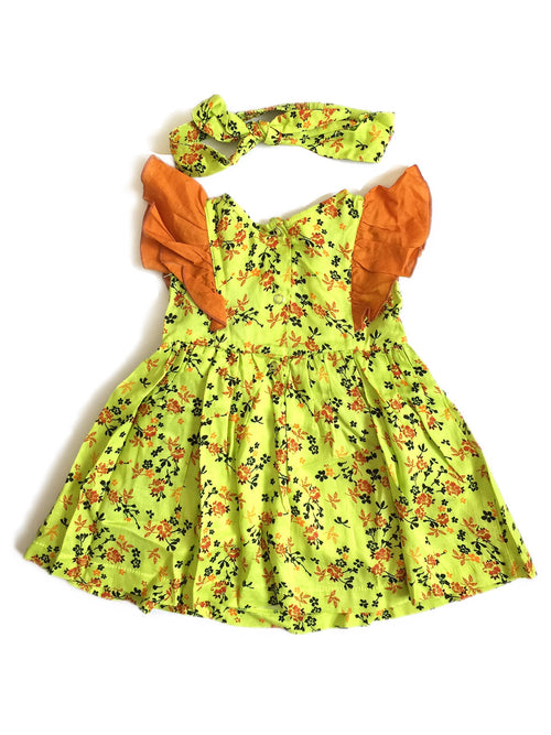 Green Sienna Frilled Sleeve Dress with Headband