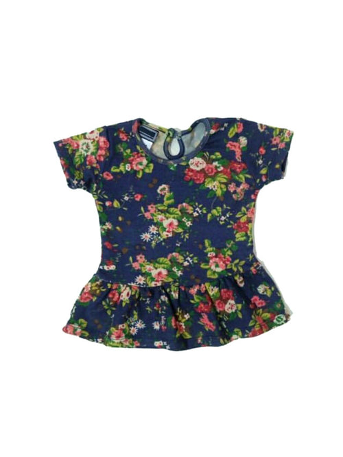 Navy Floral Peplum Top