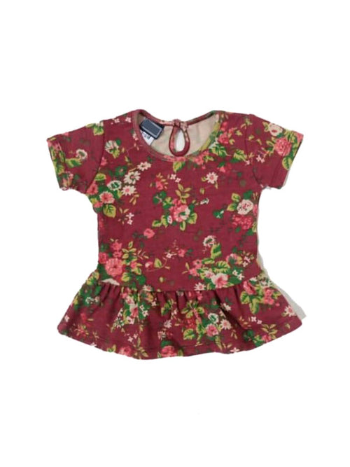 Maroon Floral Peplum Top