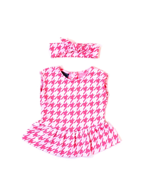 Pink Houndstooth Peplum