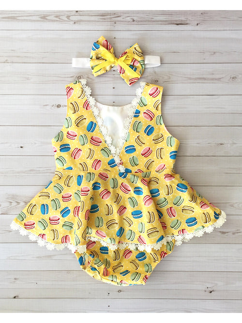 Yellow Macaroon Set with Top and Headband