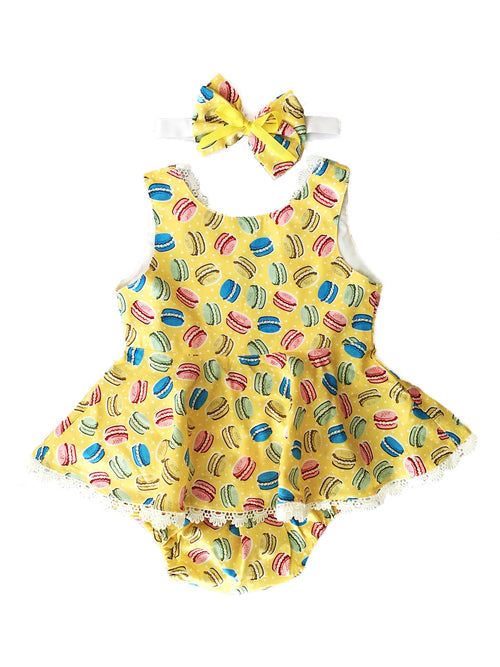 Yellow Macaroon Set with Top and Headband