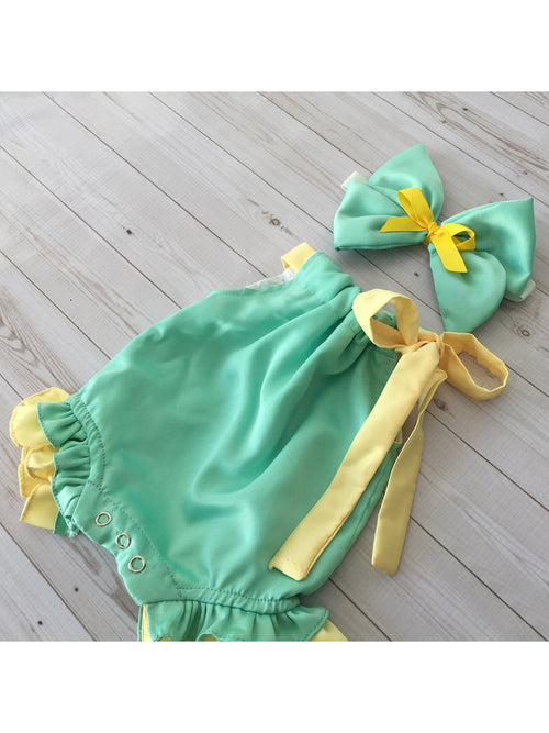 Newborn Mini Romper with Headband close up