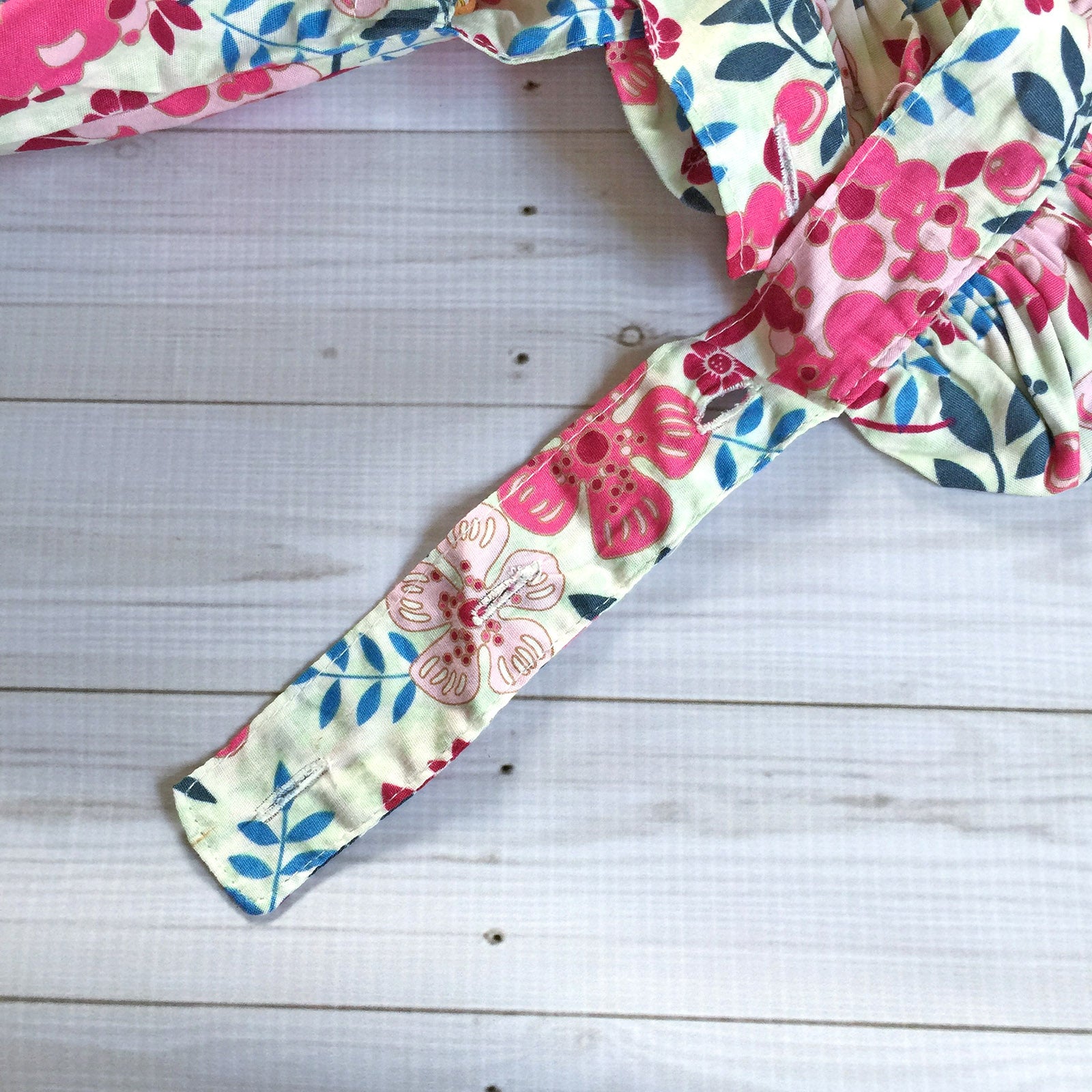 Button Floral Romper in Pink close up