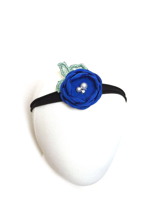 Little Peonies Nylon Headband Blue