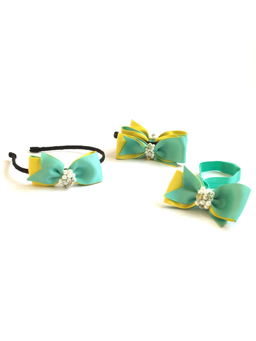 Mint Yellow Mother & Daughter Headband Set