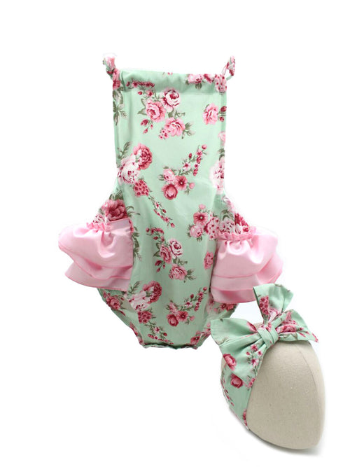 Ophelia Ruffled Romper with Headband in Pink