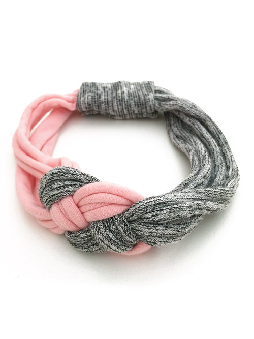 Crossknot Headband in Pink Grey